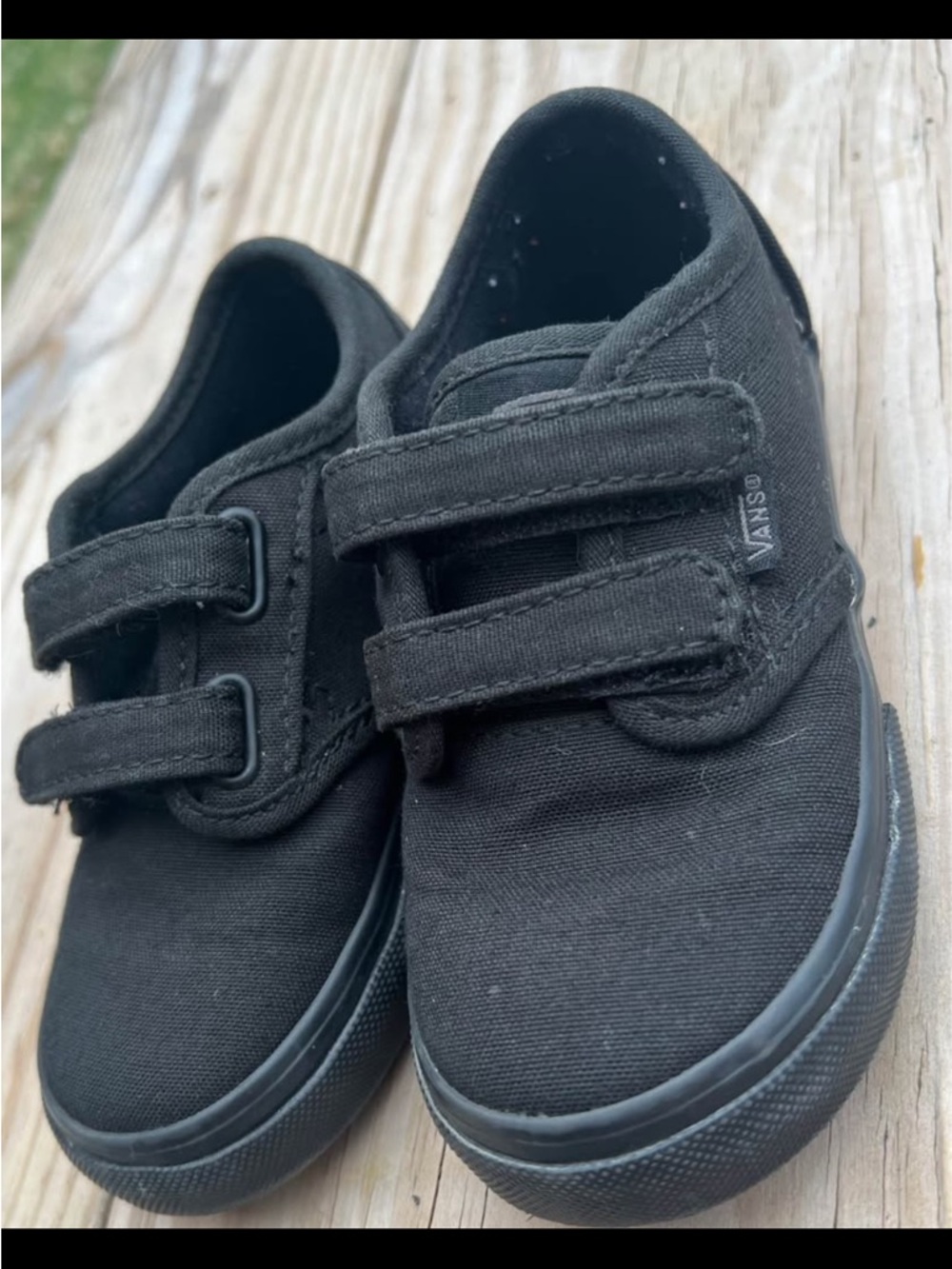 Toddler size 8 Vans Kids Black Canvas Velcro Sneakers - Picture 3 of 5